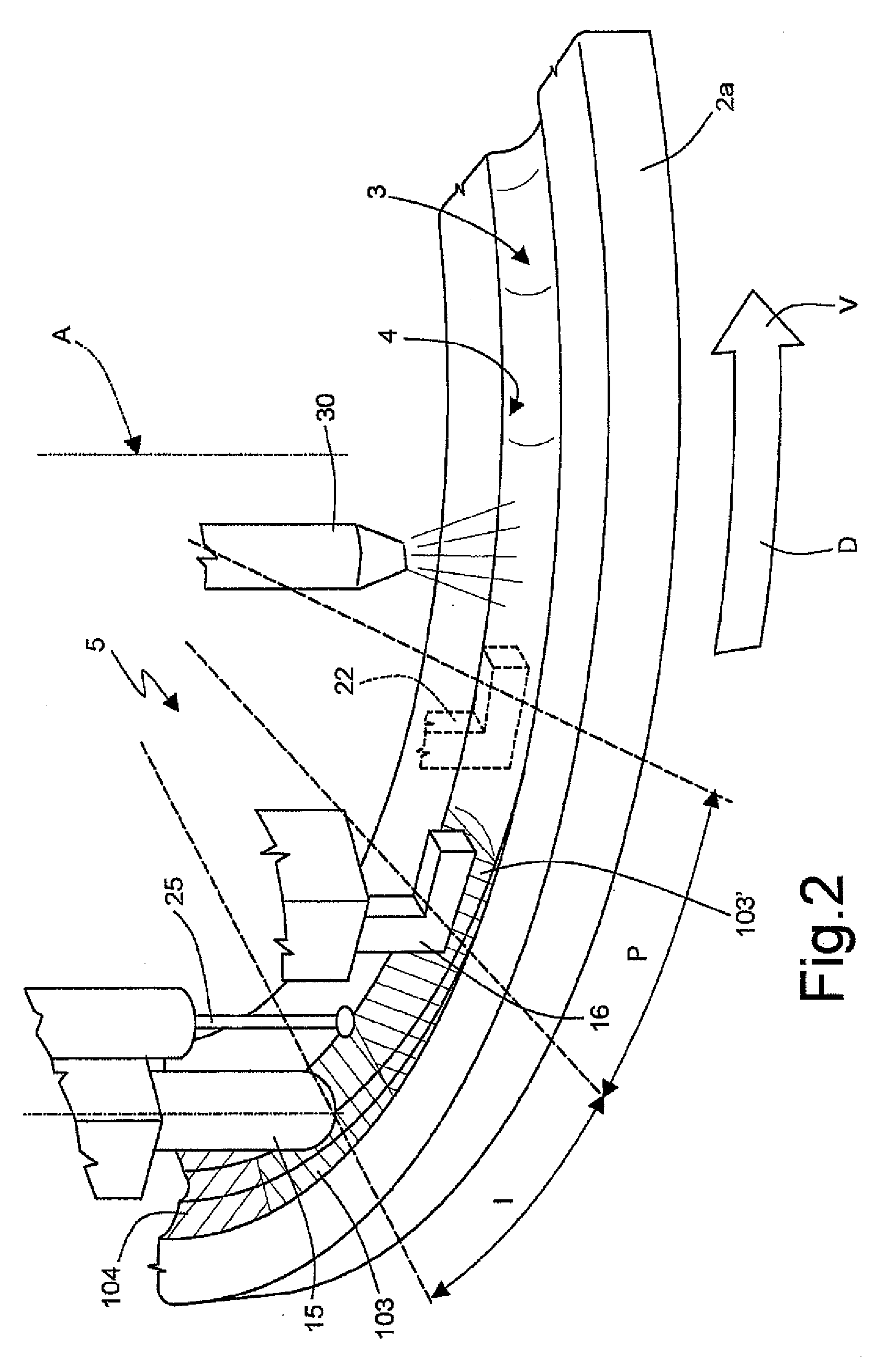 Device and method for performing a localized induction hardening treatment on mechanical components, specifically thrust blocks for large-sized rolling bearings