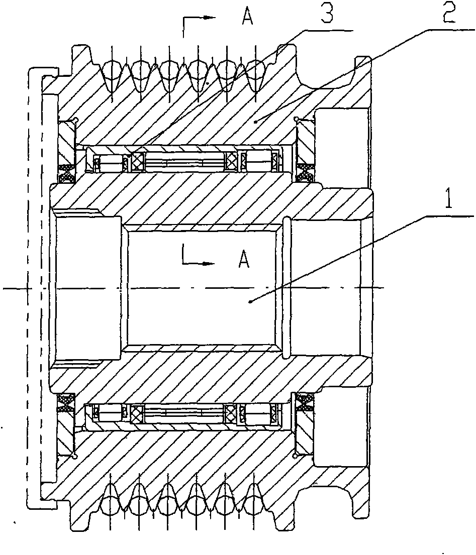 Pulley assembly of double bracing needle bearing