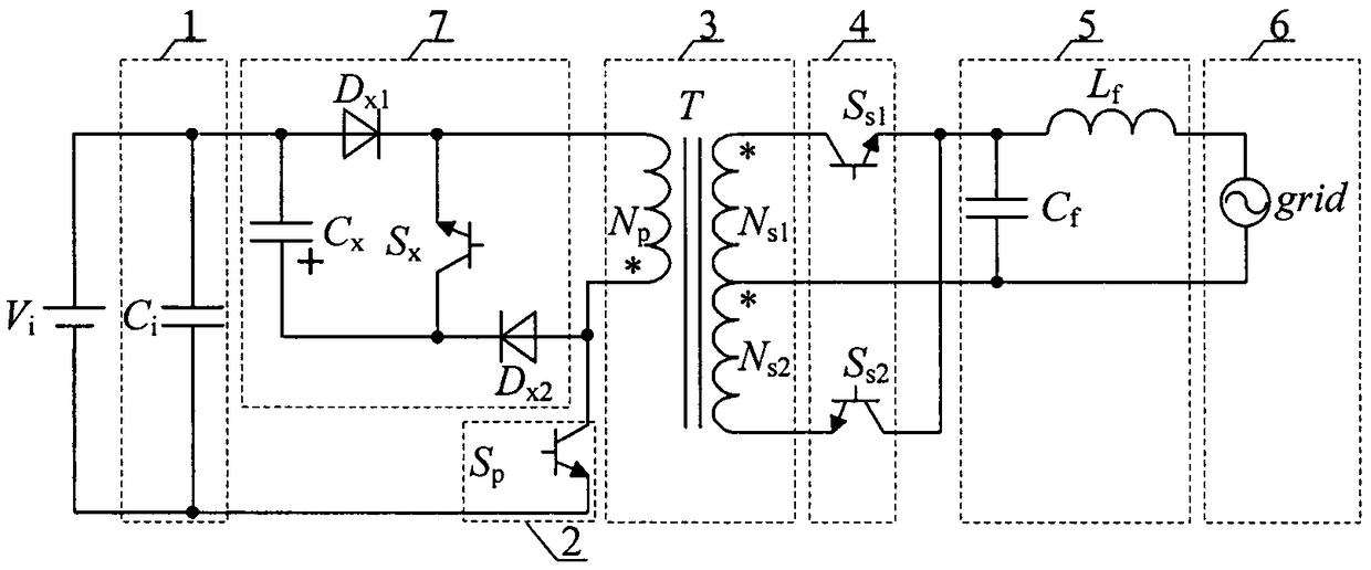 Active power decoupling type single-phase grid-connected converter based on flyback circuit