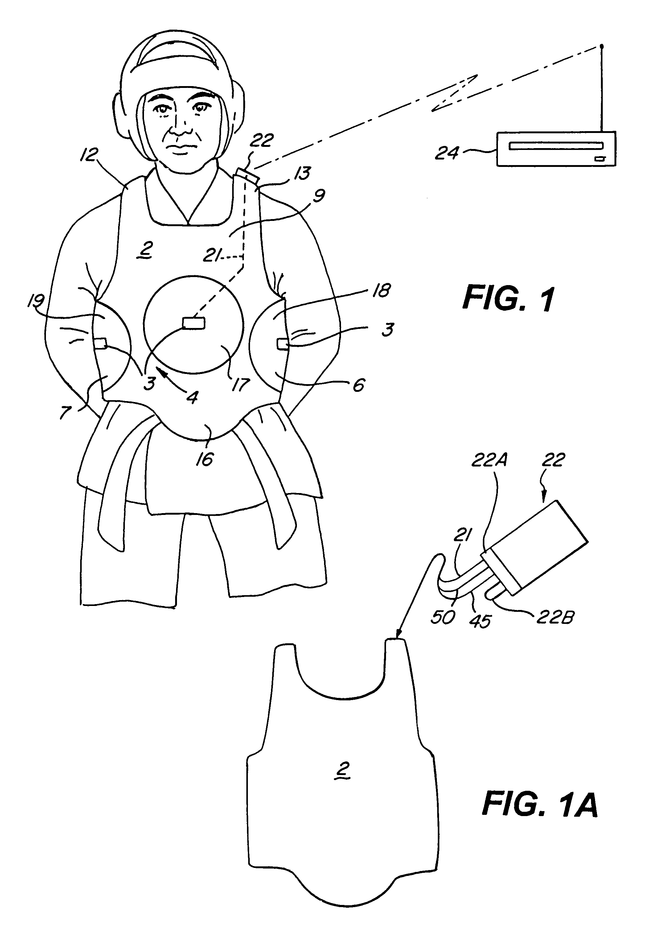 Apparatus for monitoring and registering the location and intensity of impacts in sports