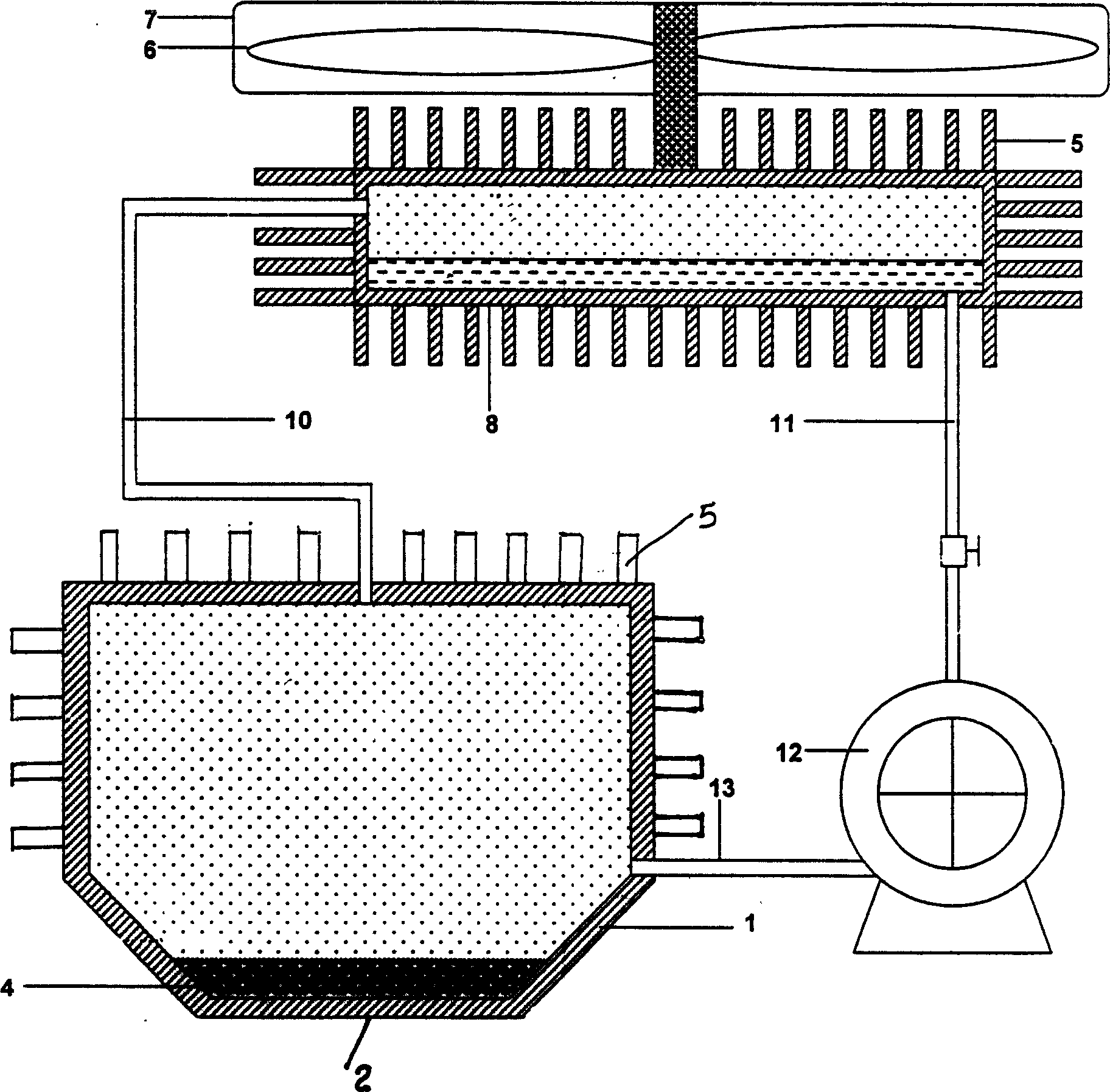 Solute-dissolving, temperature-reducing and cooling device for reducing computer chip temperature