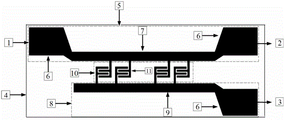 Terahertz wave polarization beam splitter of crossed F-shaped structure