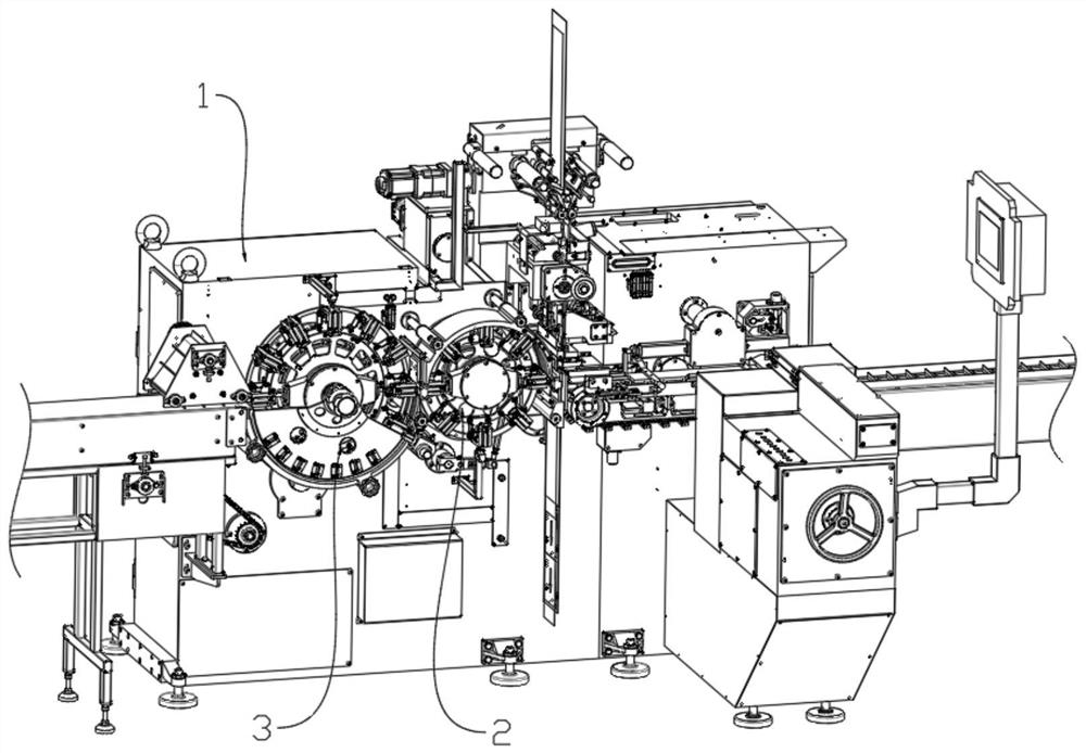 Ice cream paper packaging double-rotating-wheel packaging mechanism