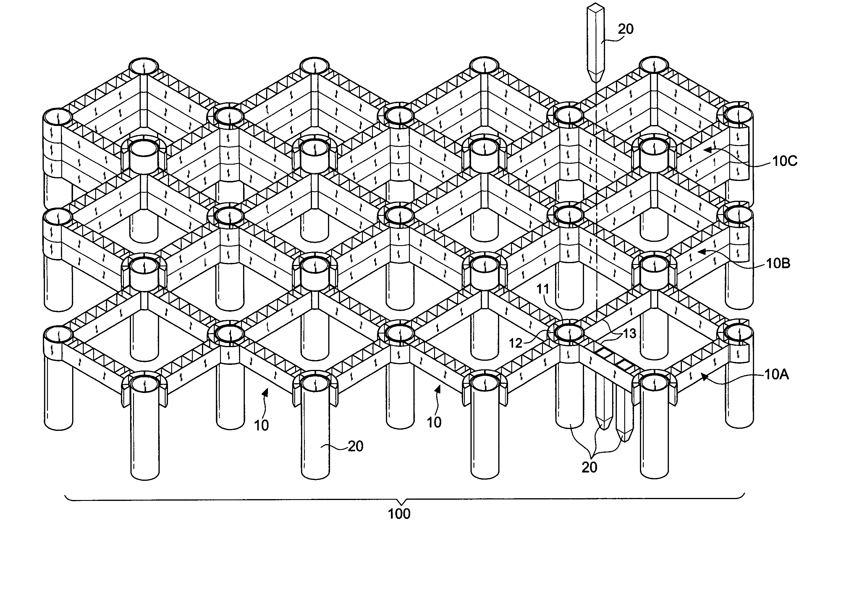 Tenon joint type space lattice structure