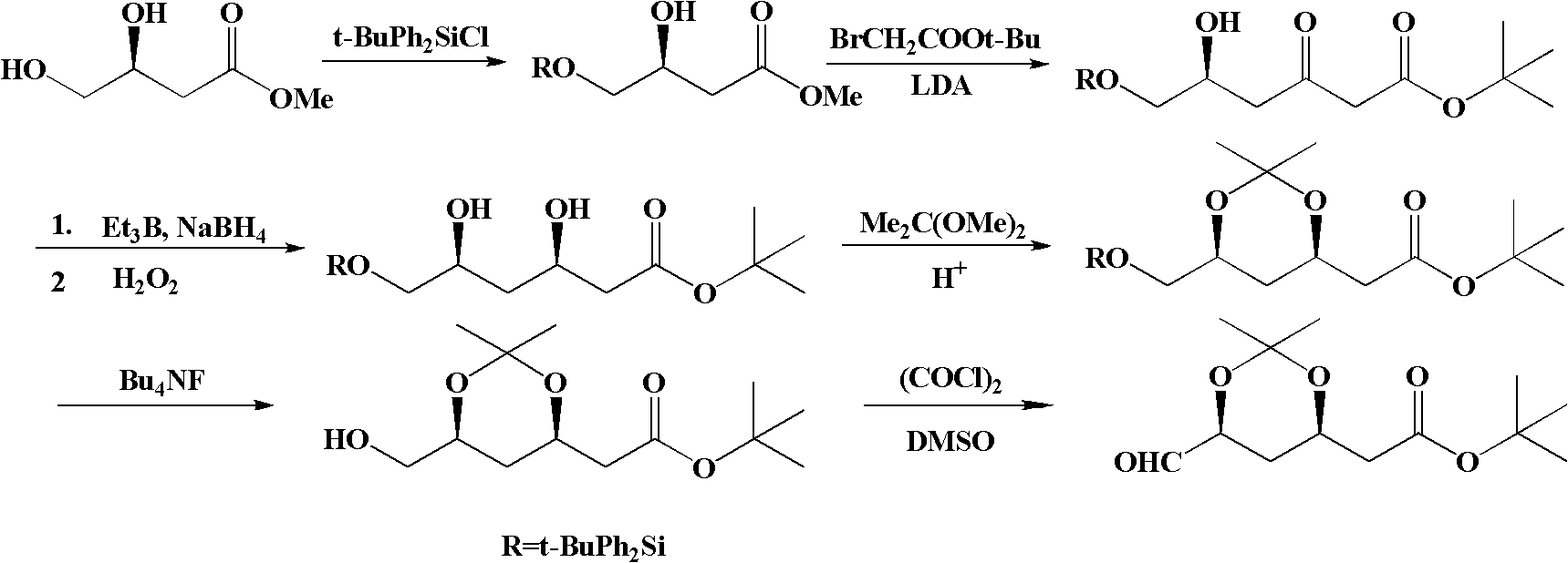 Method for preparing (4R-cis)-6-substituted-2,2-dimethyl-1,3-dioxane-4-tert-butyl acetate