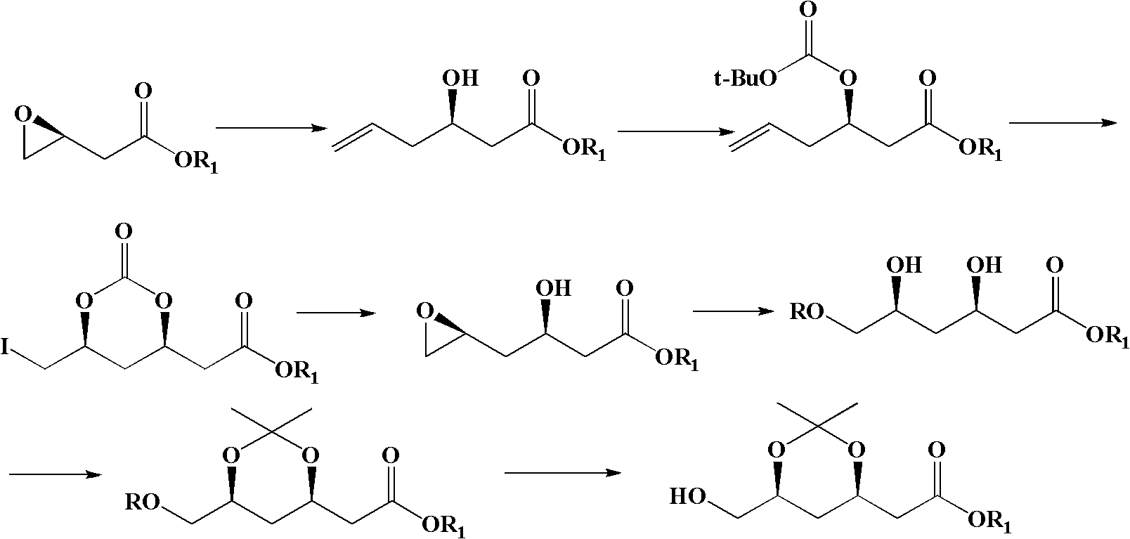 Method for preparing (4R-cis)-6-substituted-2,2-dimethyl-1,3-dioxane-4-tert-butyl acetate
