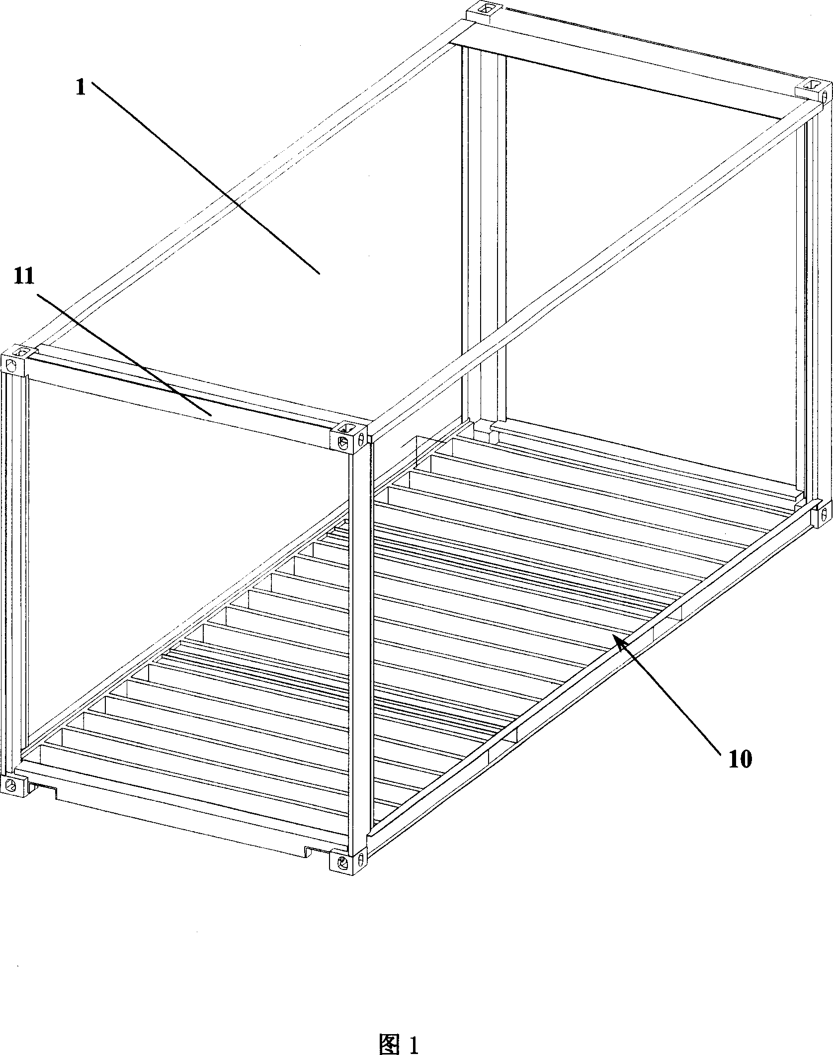 Stacking frame structure of superwide container