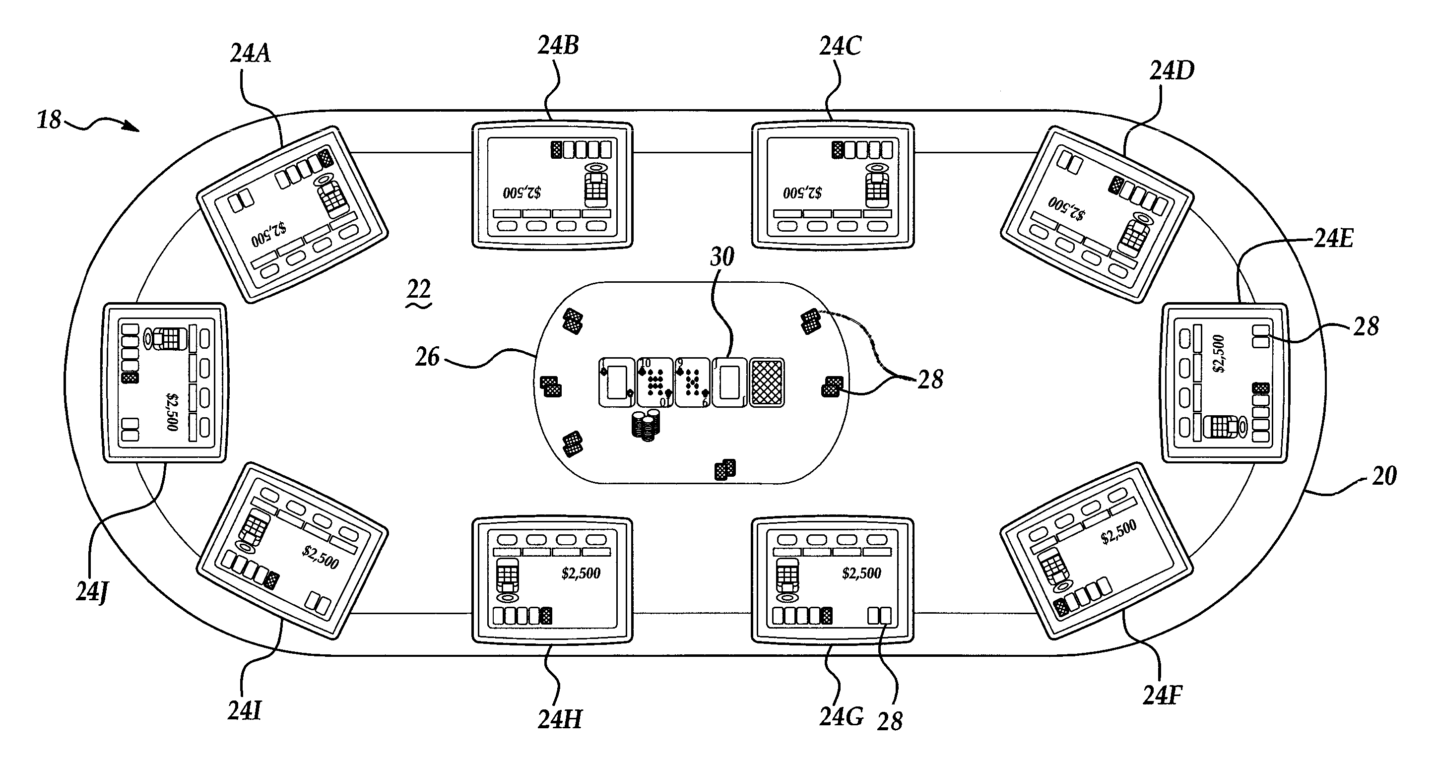 System and method for providing a host console for adjust a pot or chip stack of a player of an electronic card game