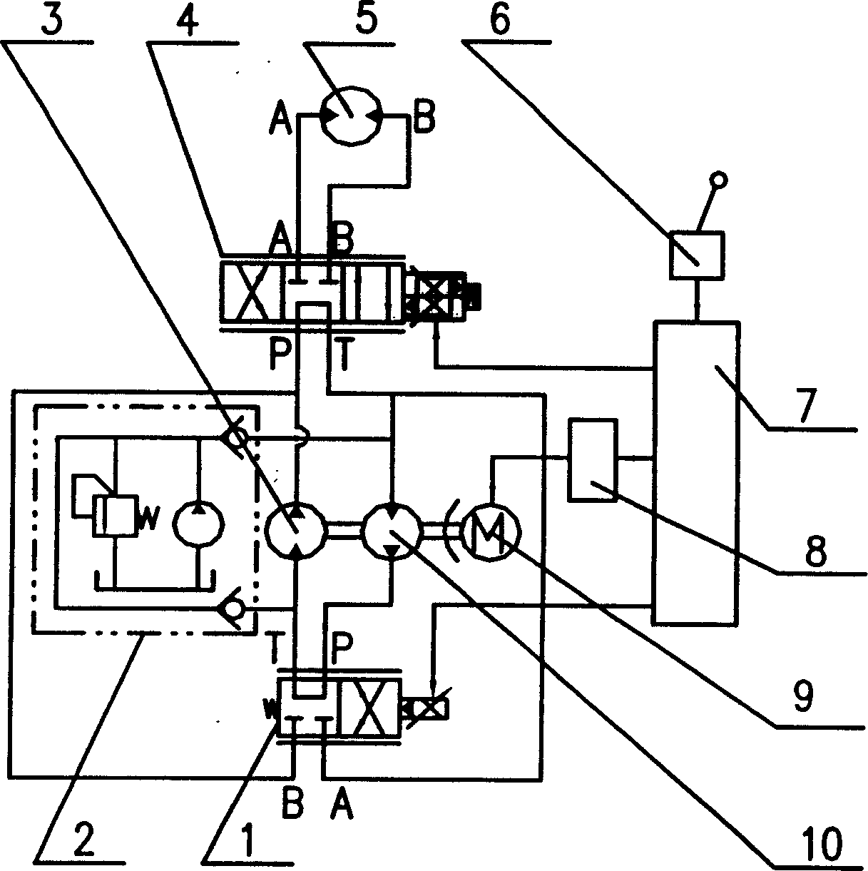 Double pump-motor hydraulic drive system for a hydraulic motor of engineering machinery