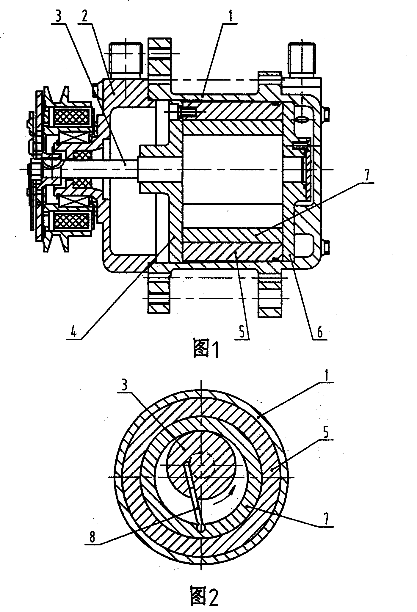 Rolling rotor compressor with servo ring hinged blades