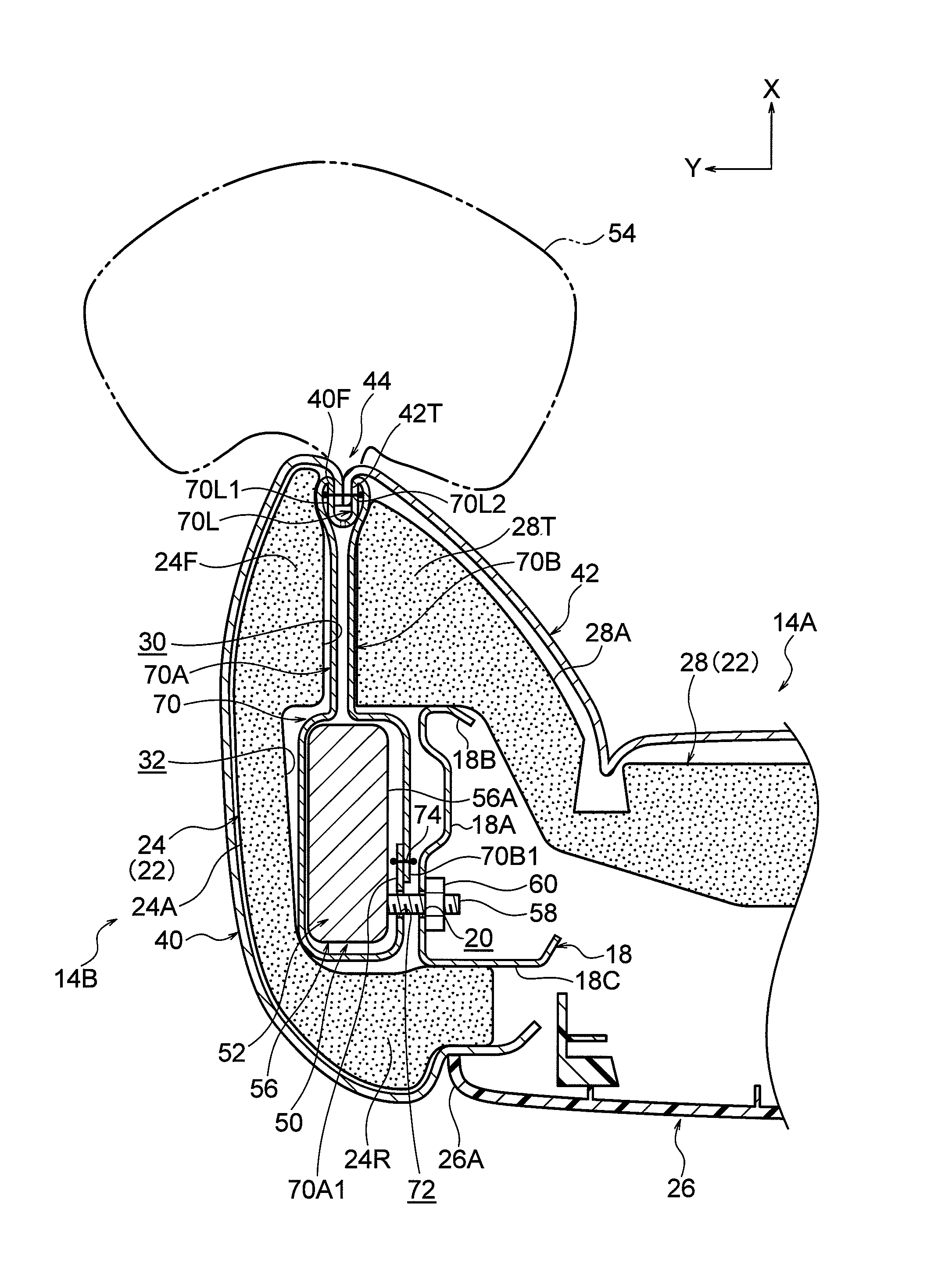 Vehicle seat and webbing sewing method