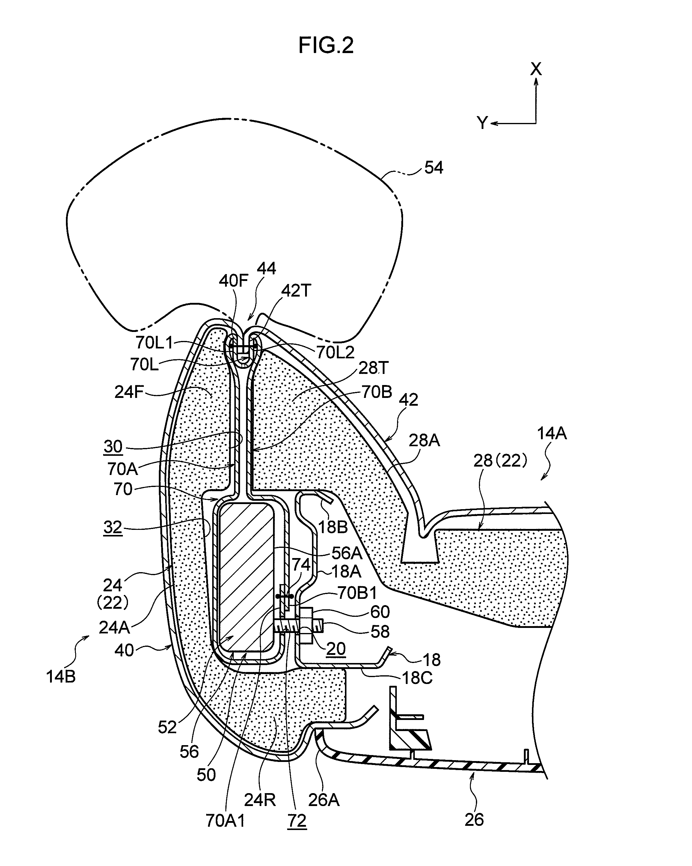 Vehicle seat and webbing sewing method