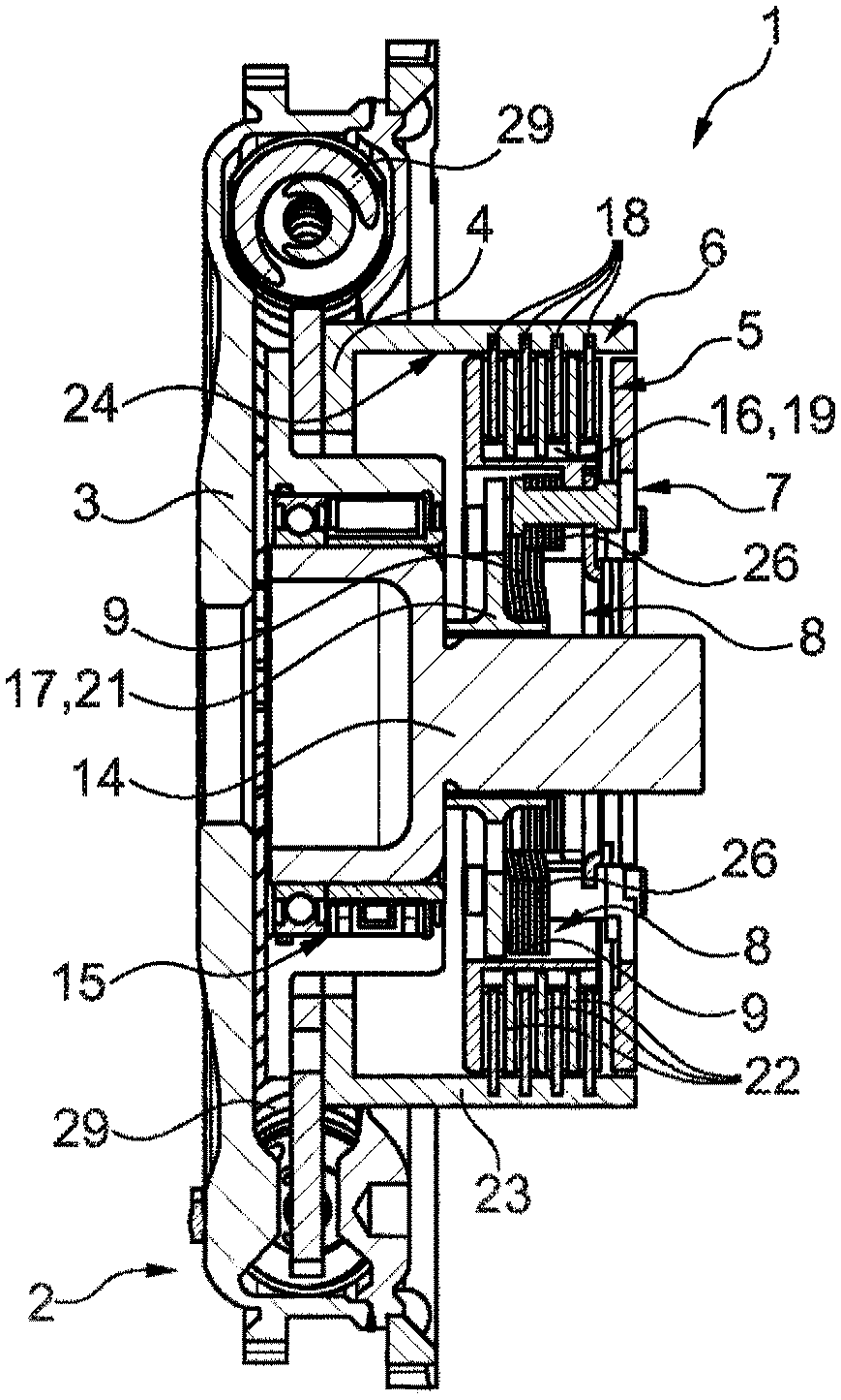 Clutch rotary vibration damper assembly having hybrid separating clutch integrated in rotating part of rotary vibration damper
