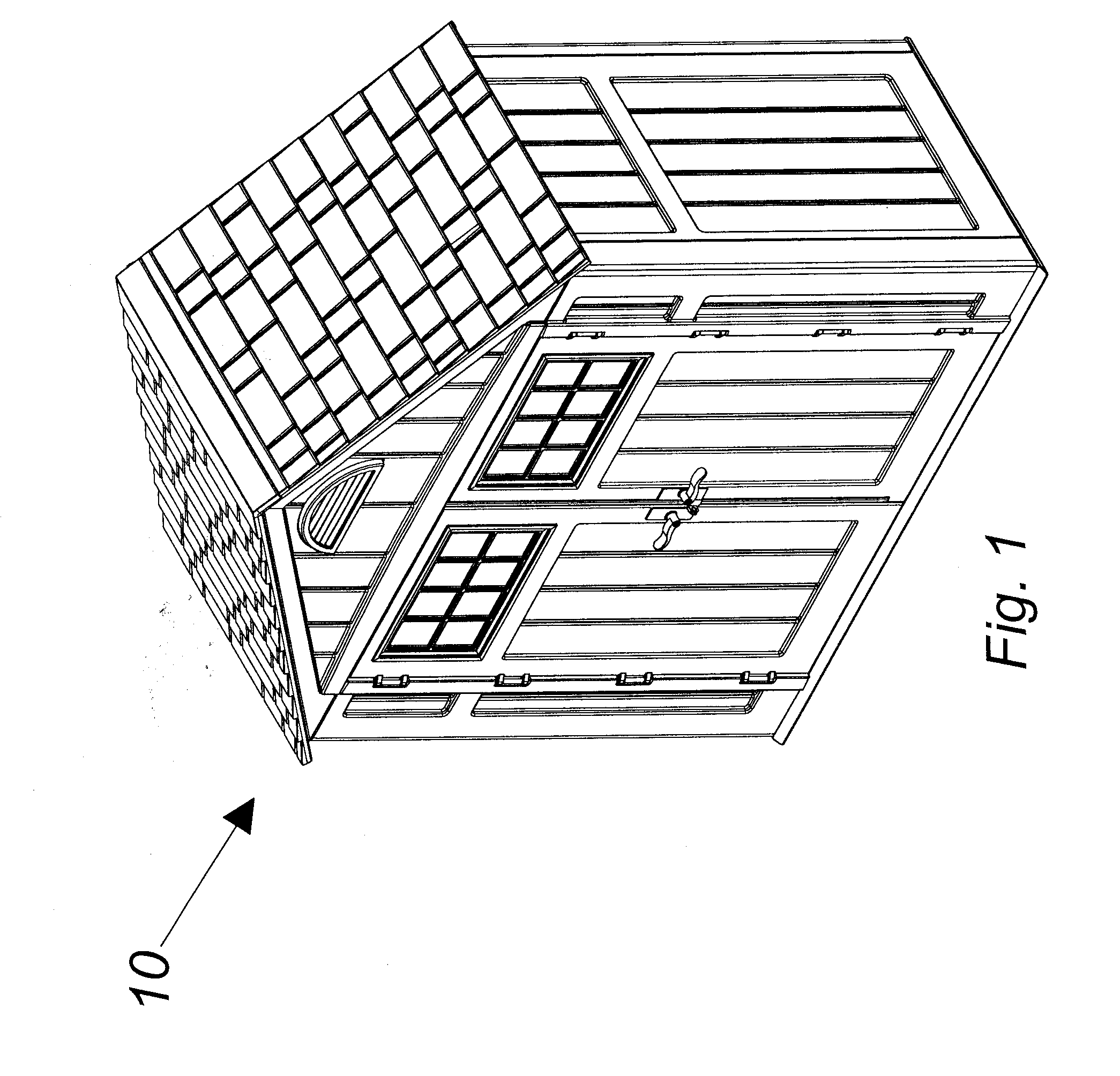 Modular blow molded shed with connectors