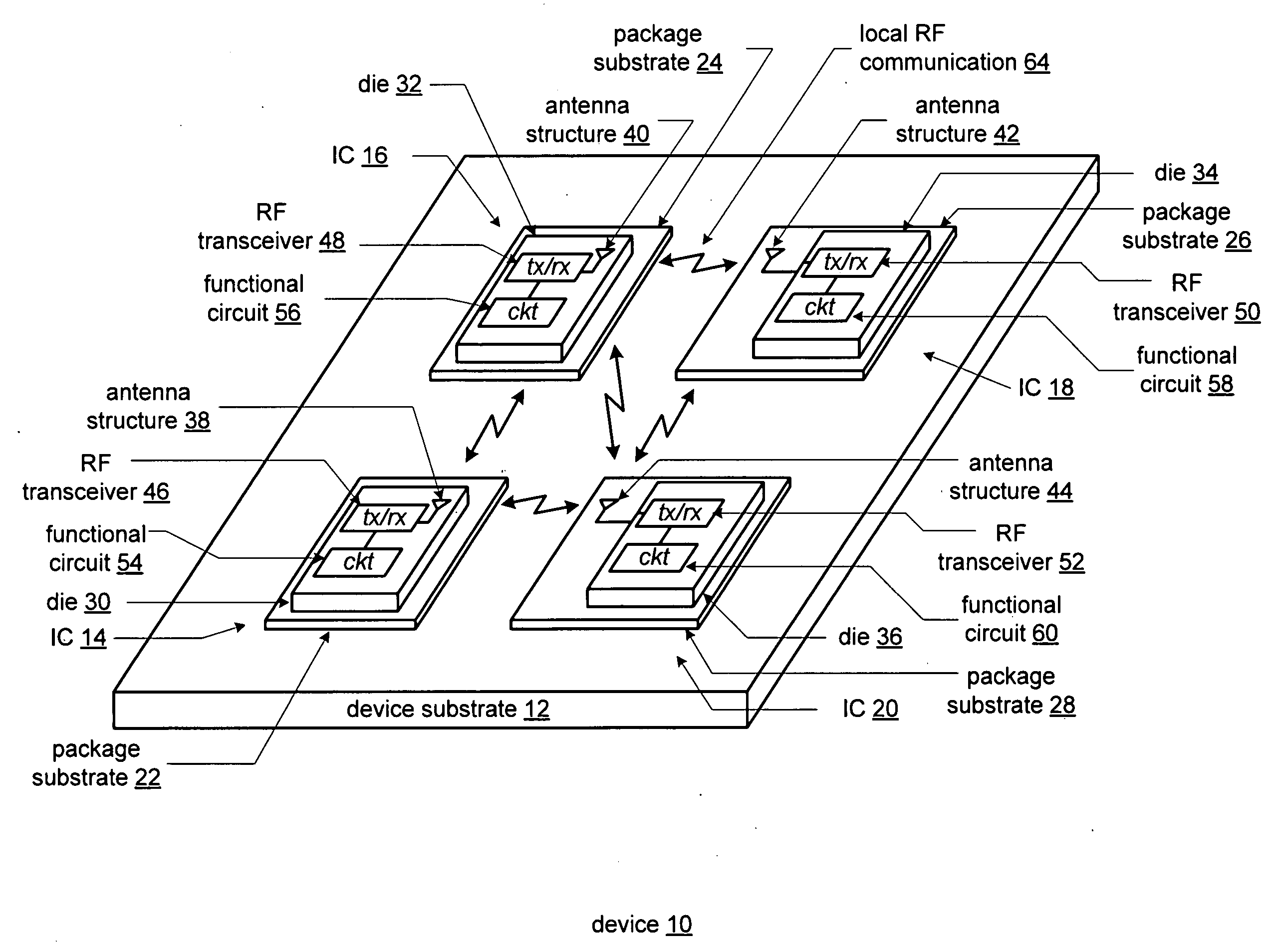 Integrated circuit with bonding wire antenna structure and methods for use therewith
