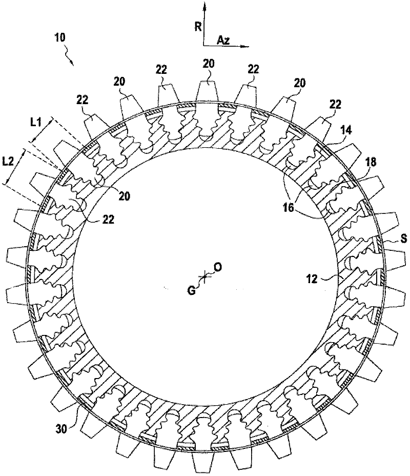 Turbine wheel with untuned blades comprising a damping device