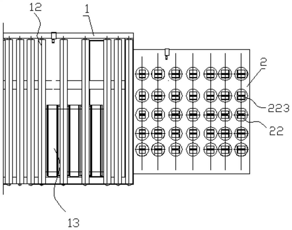 Automatic cargo moving and classifying device in code scanning and sorting line system