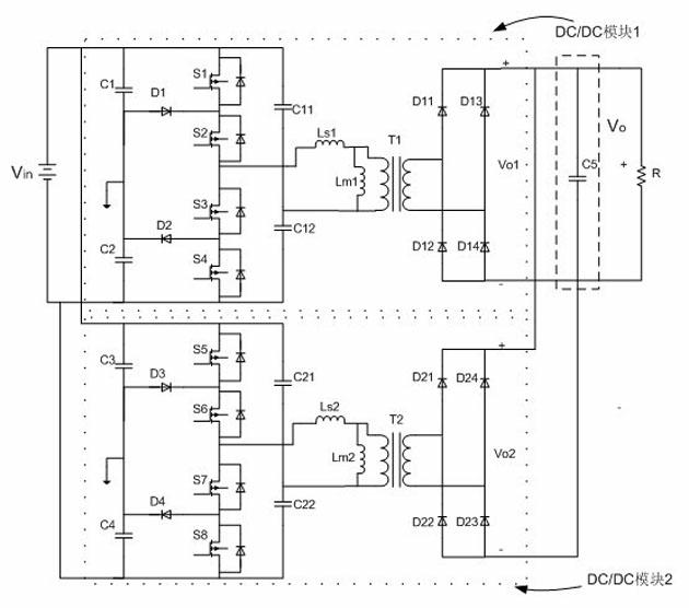 Flow-equalizing control circuit and control method of interleaved series direct current (DC) / DC converter