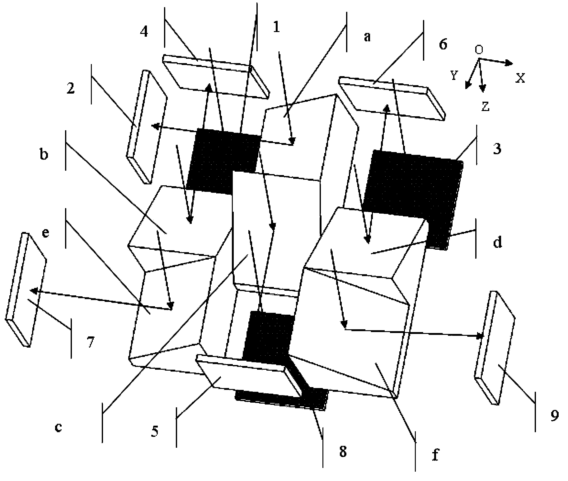 Method for seamlessly splicing 3*3 plane array detector by adopting total reflection prisms