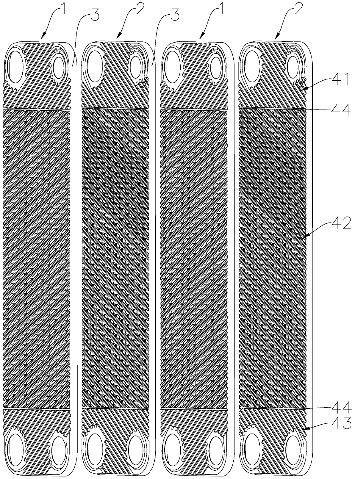 Second plate sheet for multi-stage flow dividing brazing heat exchanger plate sheet set