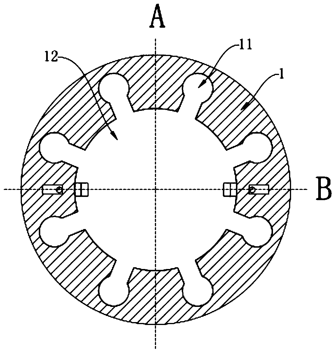 A connection structure for motor output shaft and rotating shaft