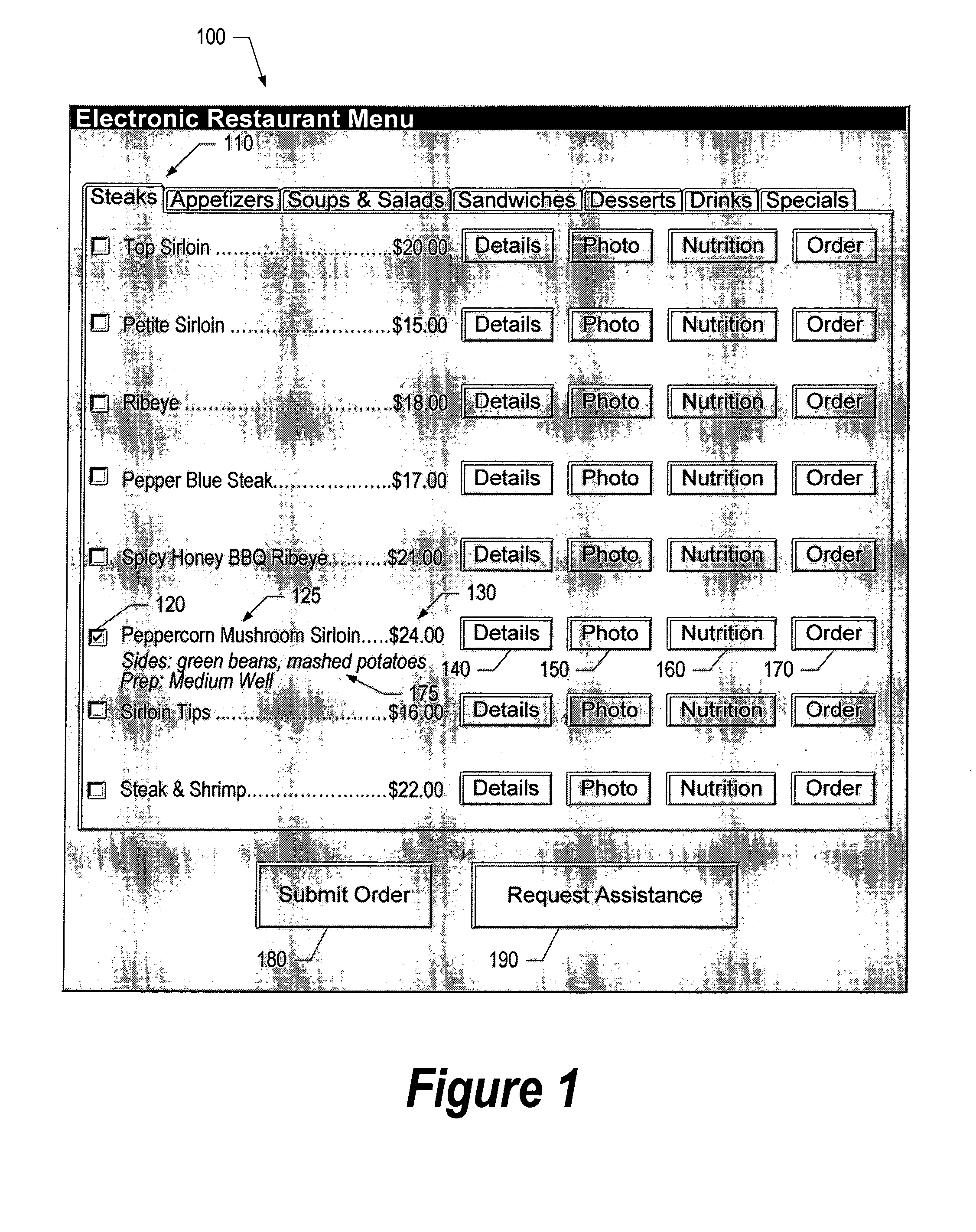 System and method for restaurant electronic menu