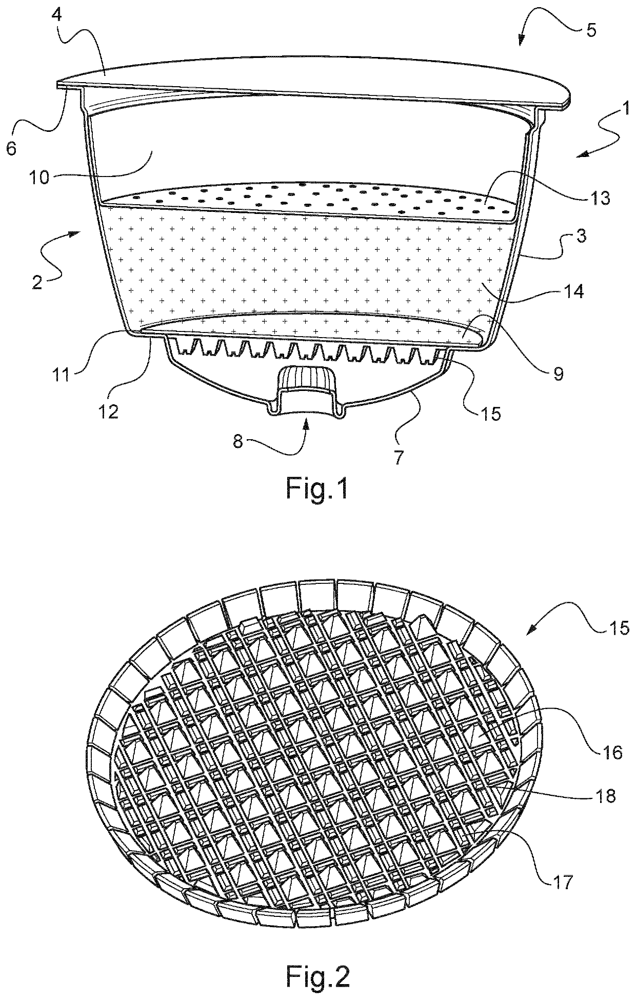 Capsule for food or beverage preparation having a displaceable membrane for engagement with opening means