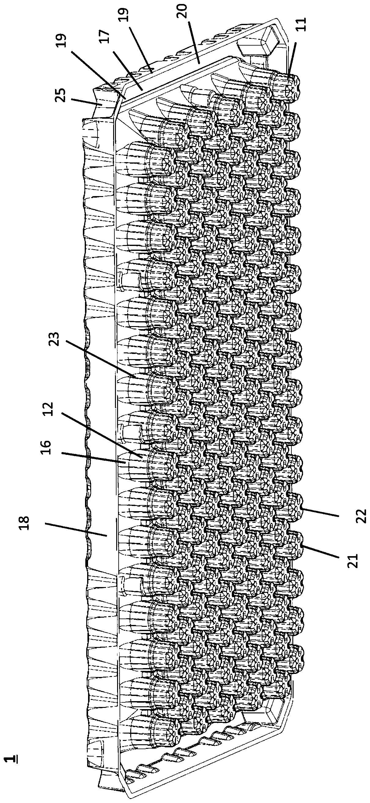 Transport unit and packaging structure for a plurality of containers for substances for pharmaceutical, medical or cosmetic uses