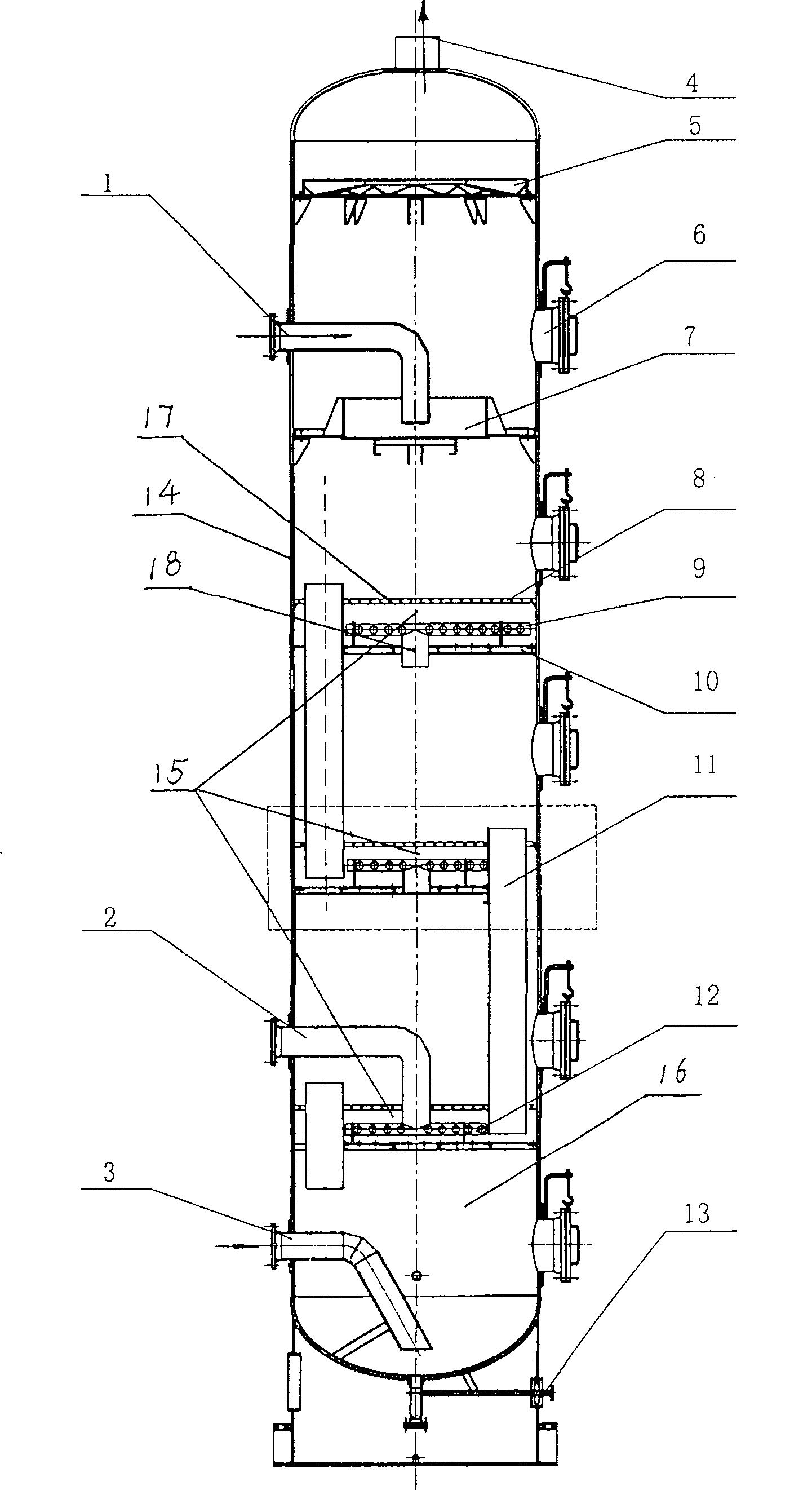 High-efficient gas-liquid mass transferring device