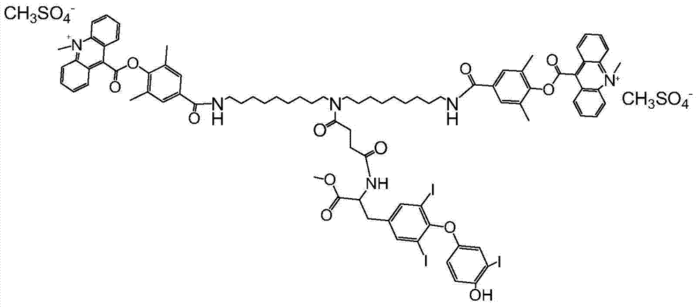 Triiodothyroxin hapten luminous marker and synthetic method thereof