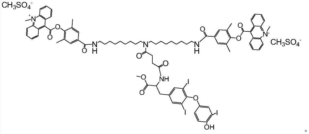 Triiodothyroxin hapten luminous marker and synthetic method thereof