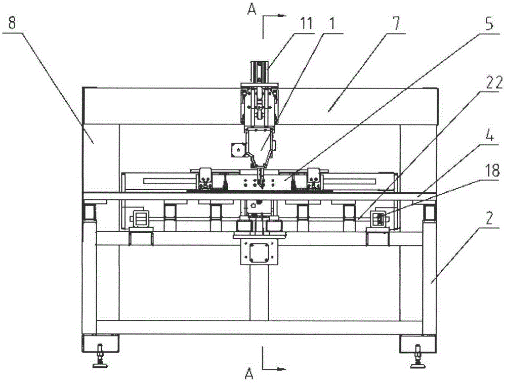 Gantry type large-width pattern sewing machine