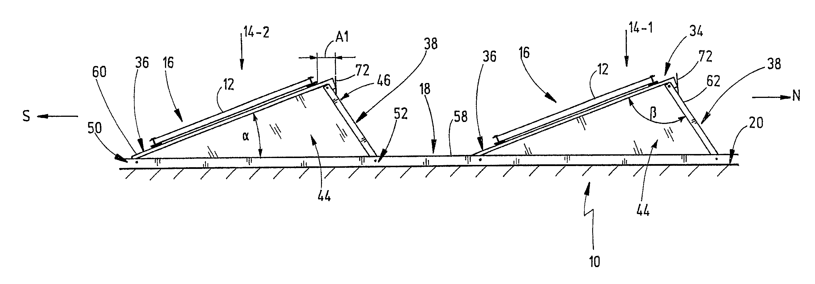 Flat-roof mounting system for photovoltaic modules
