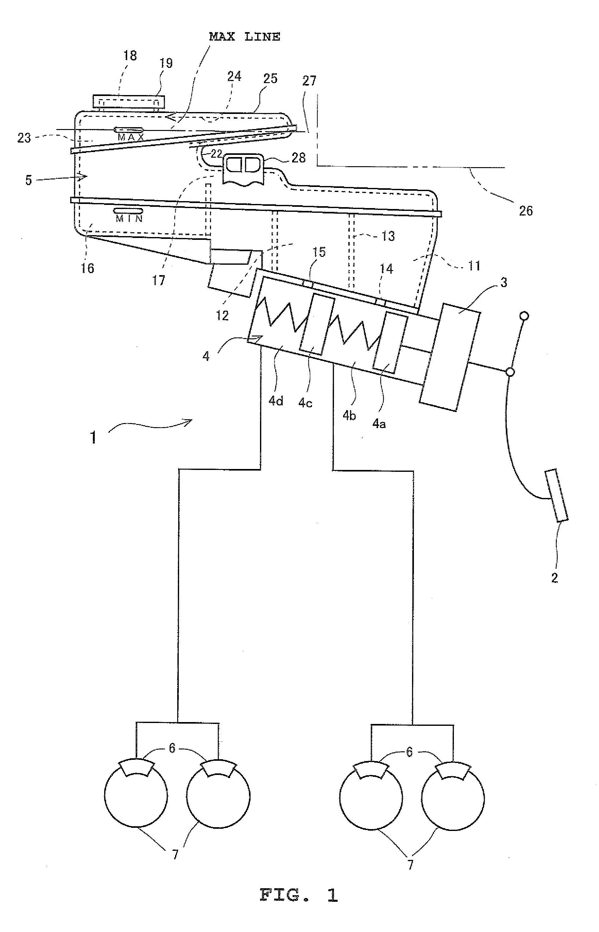 Reservoir  tank  and  brake  device  using the  reservoir  tank