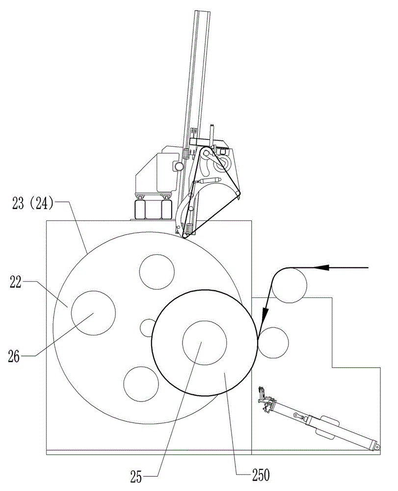 Automatic taking-up and roll changing device
