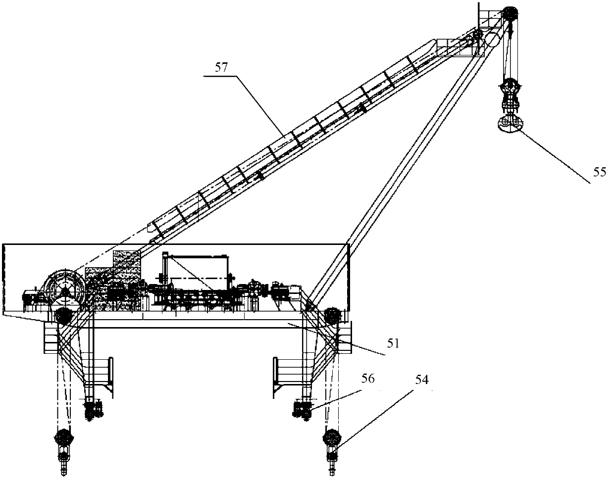 Shipyard gantry crane with upper dolly provided with lifting device