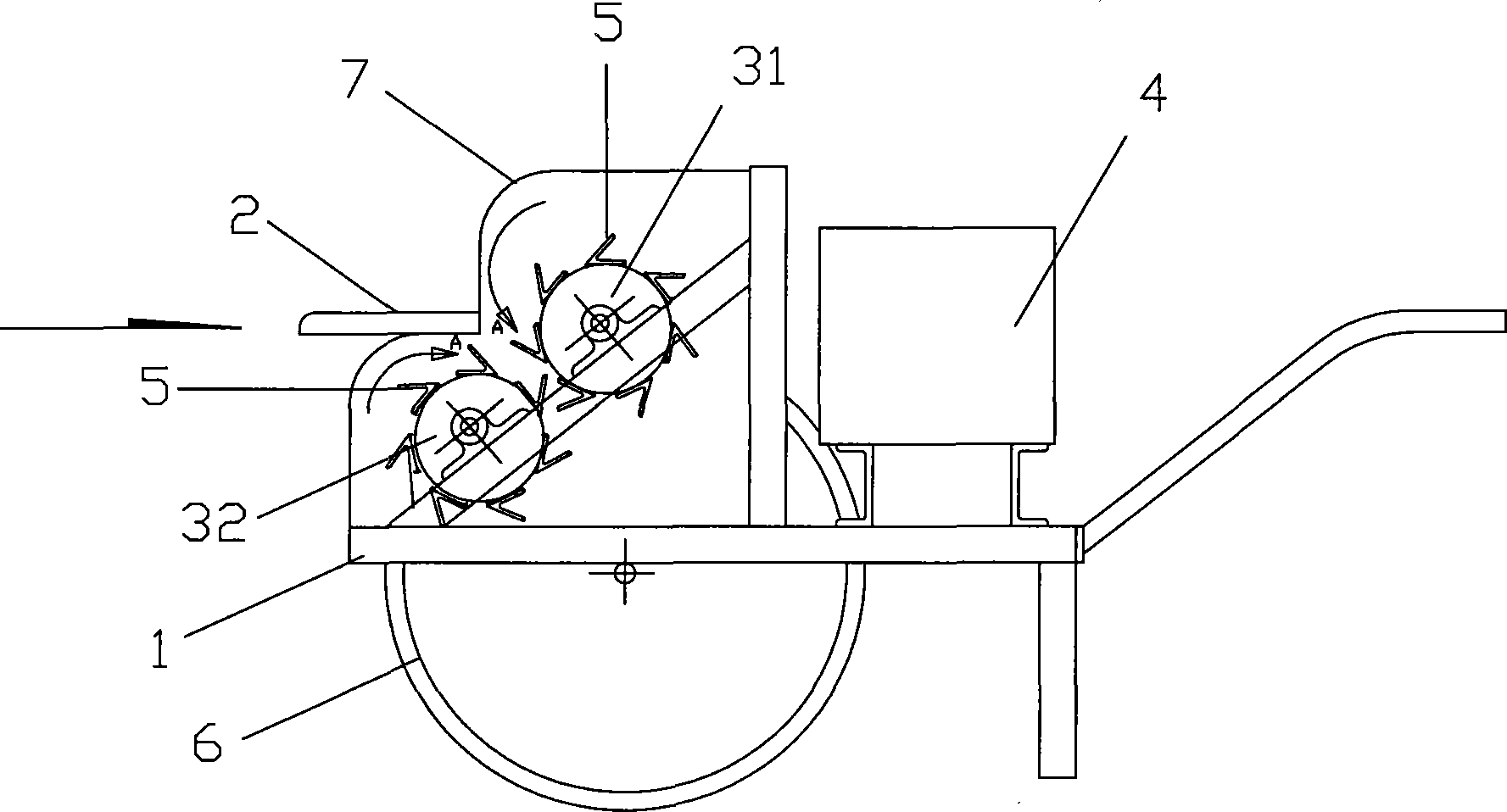 Return pull-type decorticating machine
