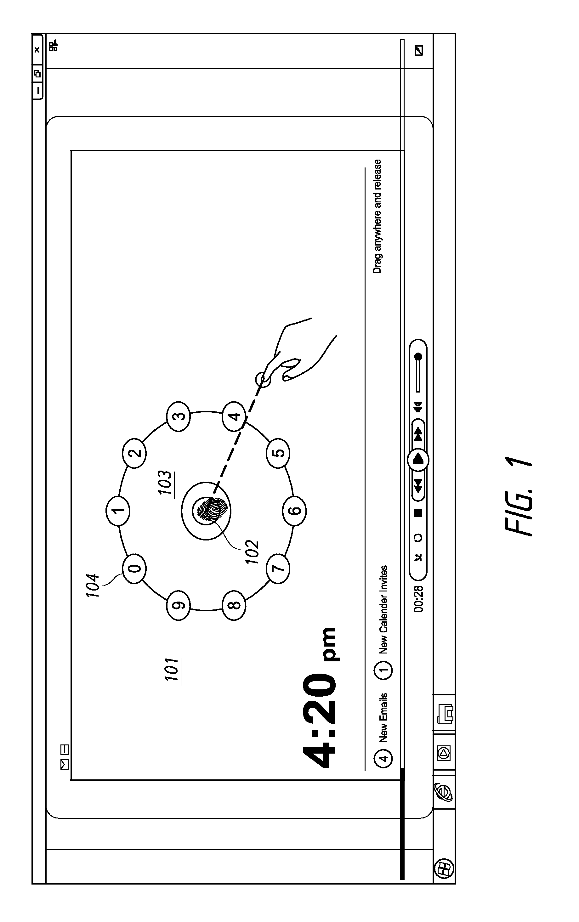 User interface, touch-controlled device and method for authenticating a user of a touch-controlled device