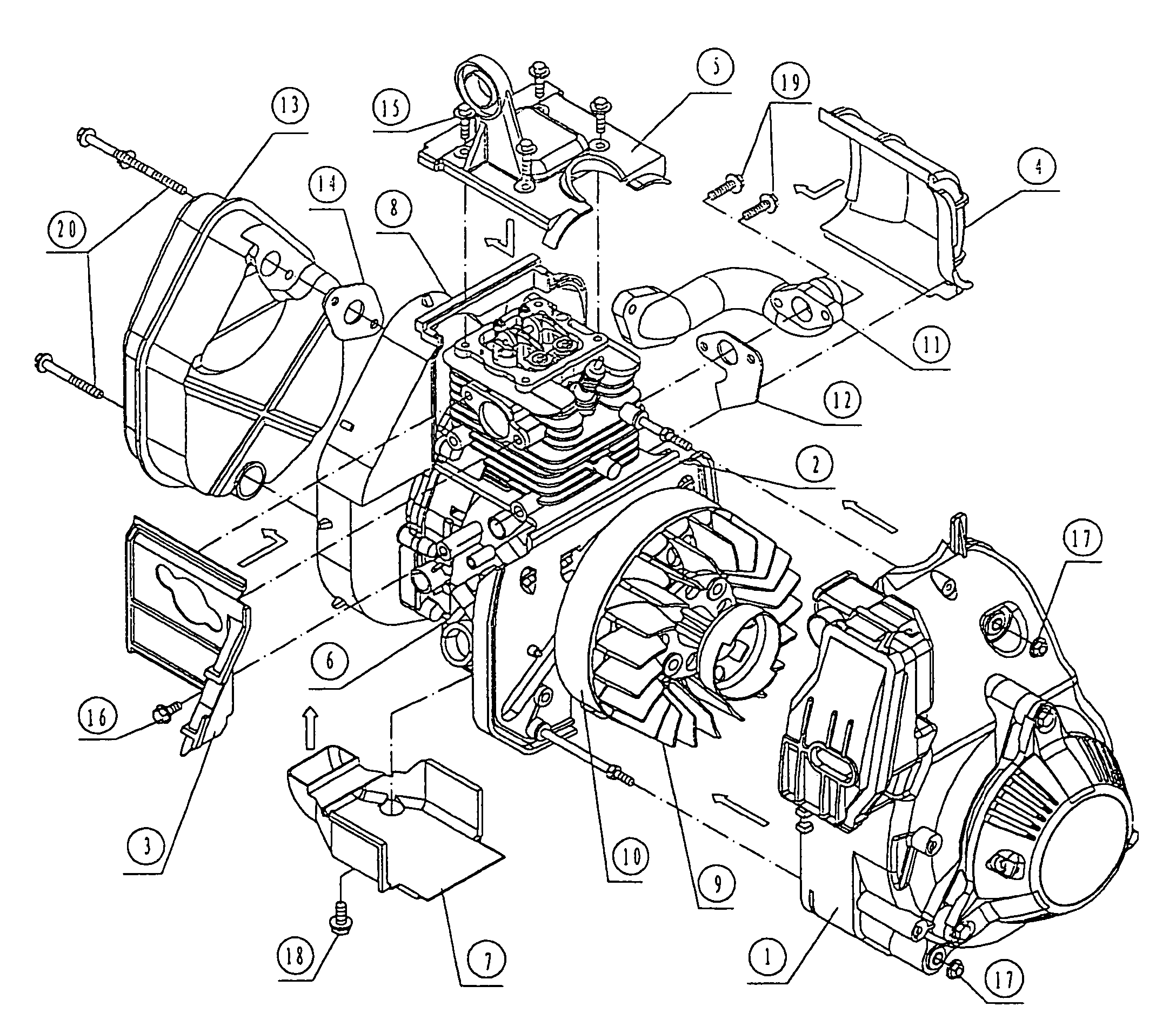 Cooling system of an engine for the inside of a generator