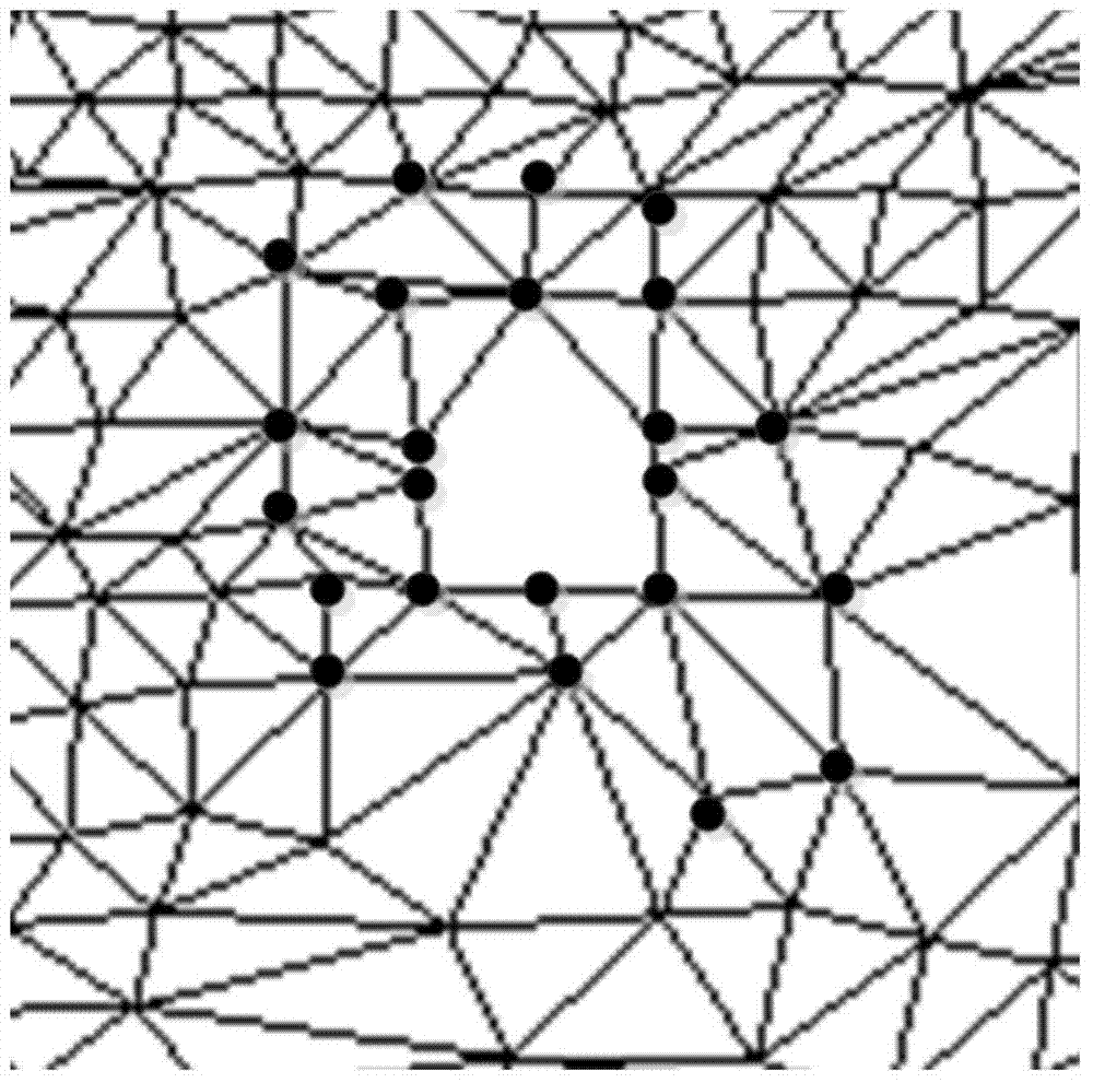 Iterative repair method for holes of false tooth triangular mesh model