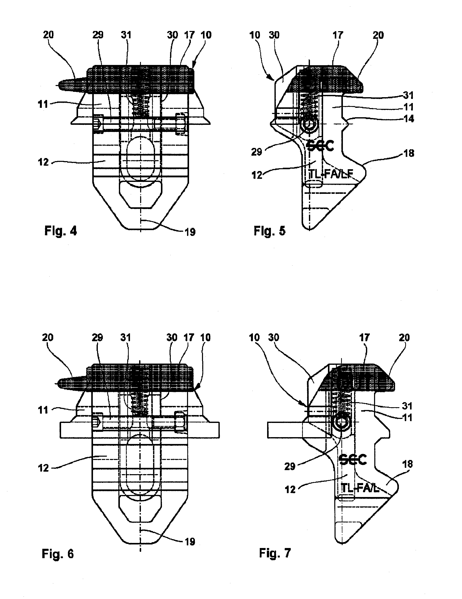 Coupling part for connecting two containers stacked on top of one another