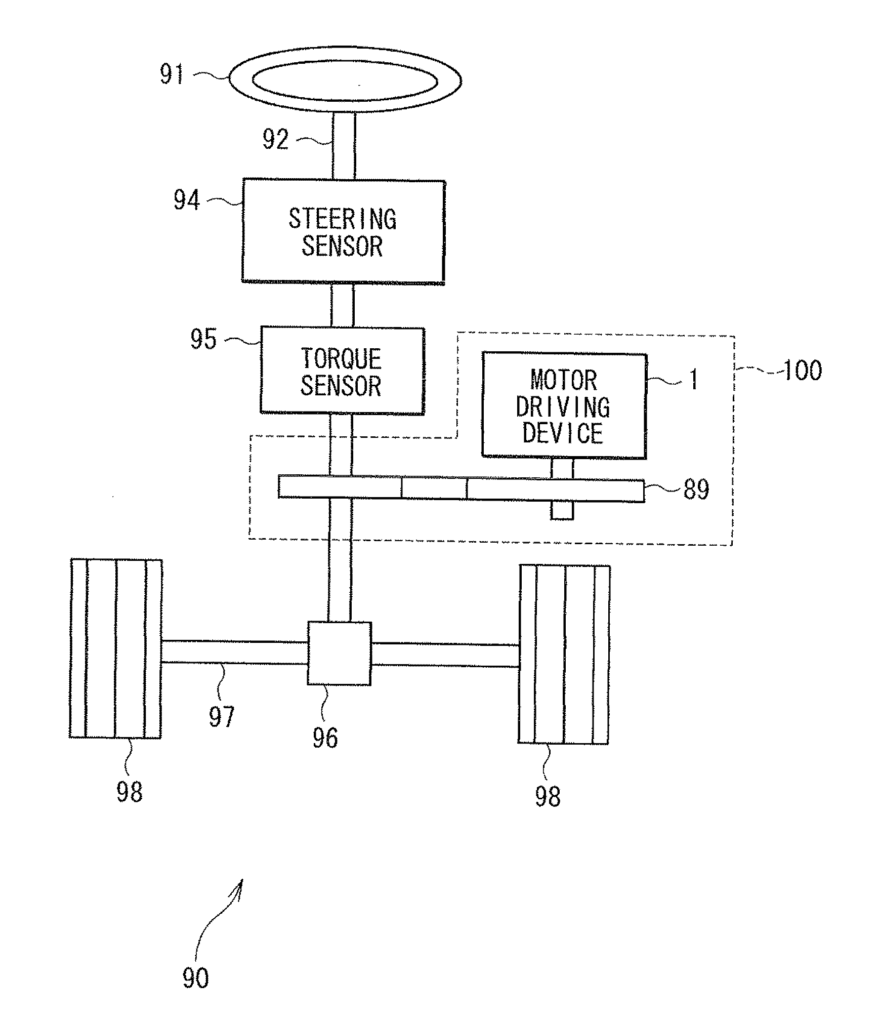 Motor driving device, electric power steering device using the same and method for detecting failure in the same
