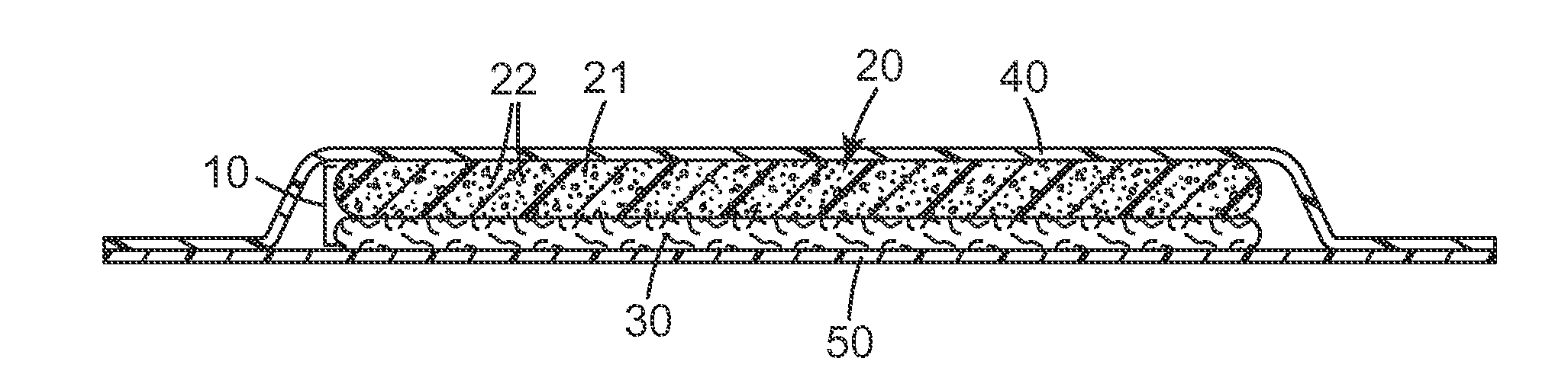Absorbent article comprising polymeric foam with superabsorbent and intermediates