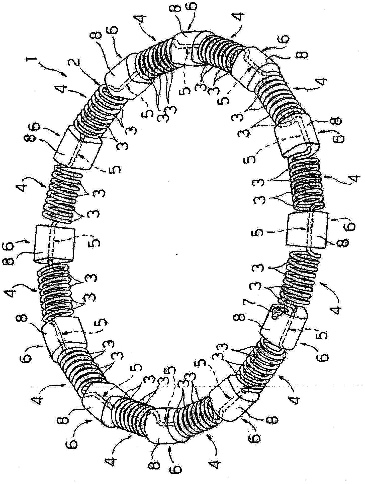 Intracardiac device for restoring the functional elasticity of the cardiac structures, holding tool for the intracardiac device, and method for implantation of the intracardiac device in the heart