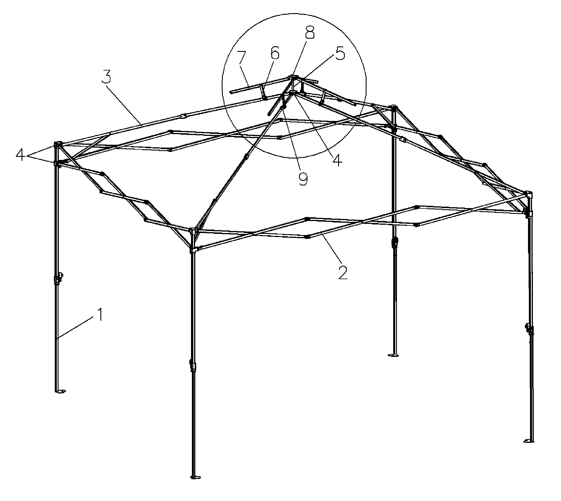 A vent of foldable tent frame