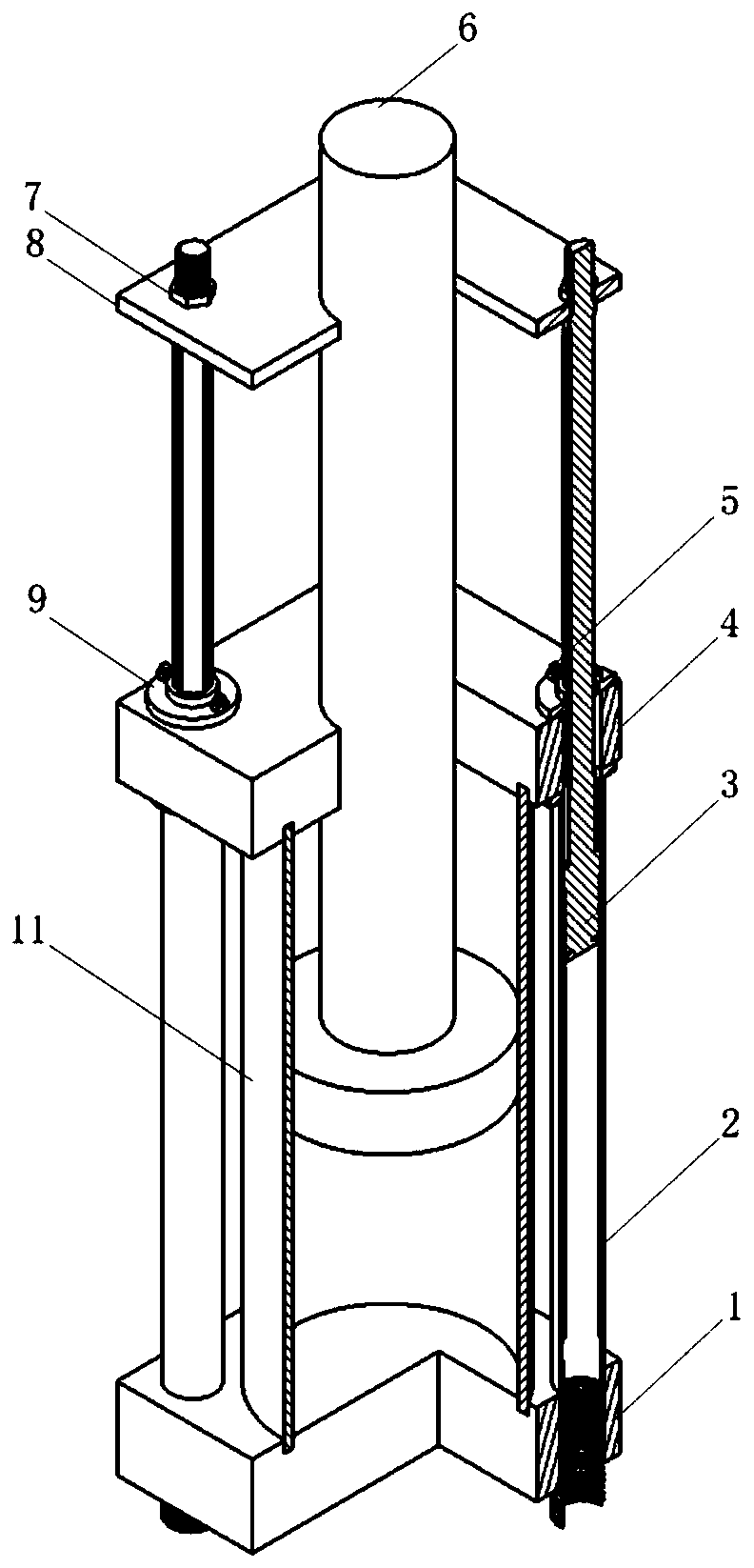 Moving frame type unbalanced load resisting hydraulic cylinder