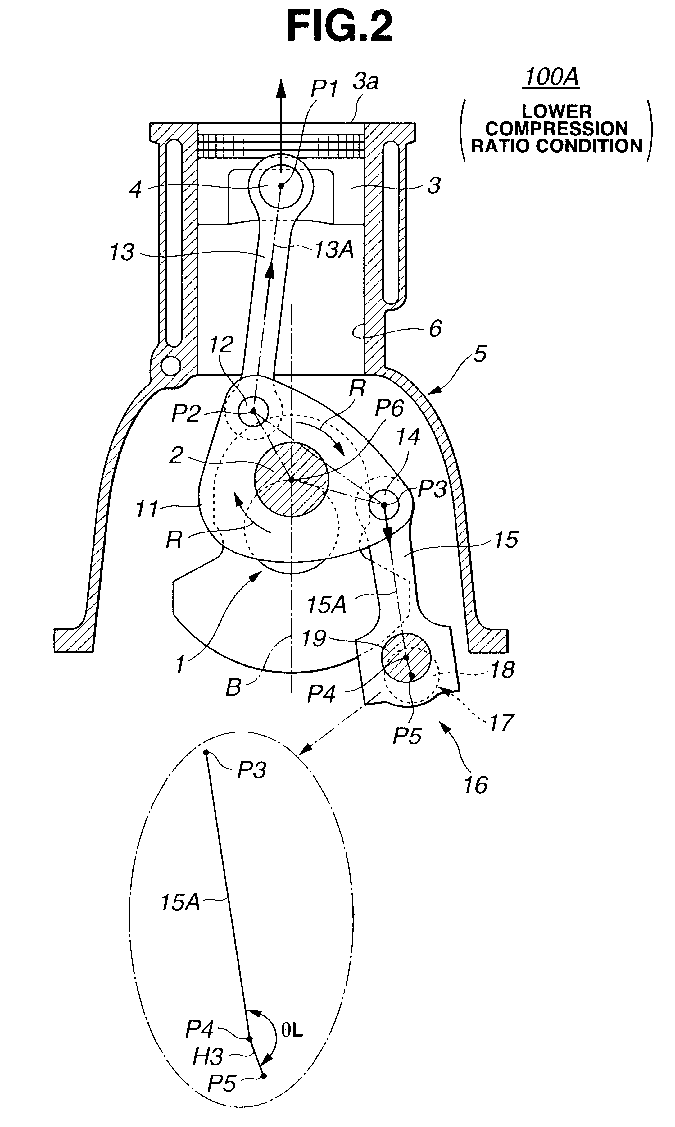 Piston control mechanism of reciprocating internal combustion engine of variable compression ratio type