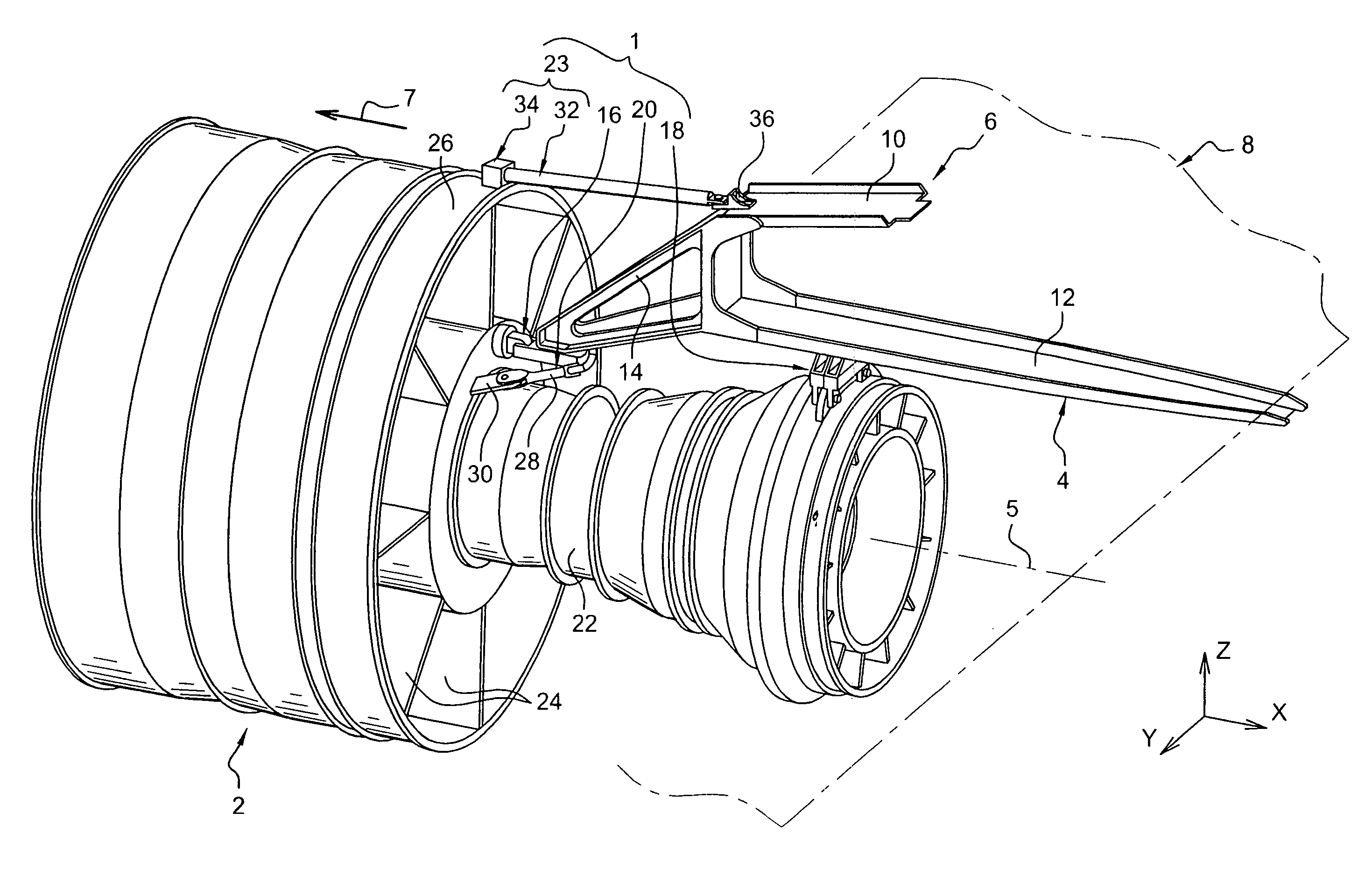 Mounting system inserted between an aircraft engine and a rigid structure of an attachment strut fixed under a wing of this aircraft