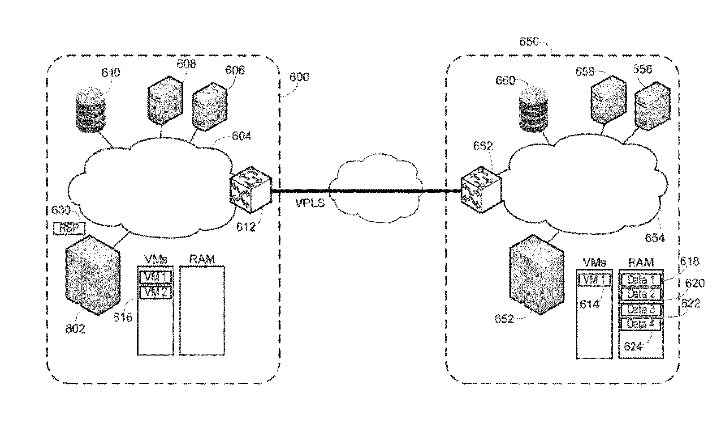 Virtual machine and application movement over a wide area network