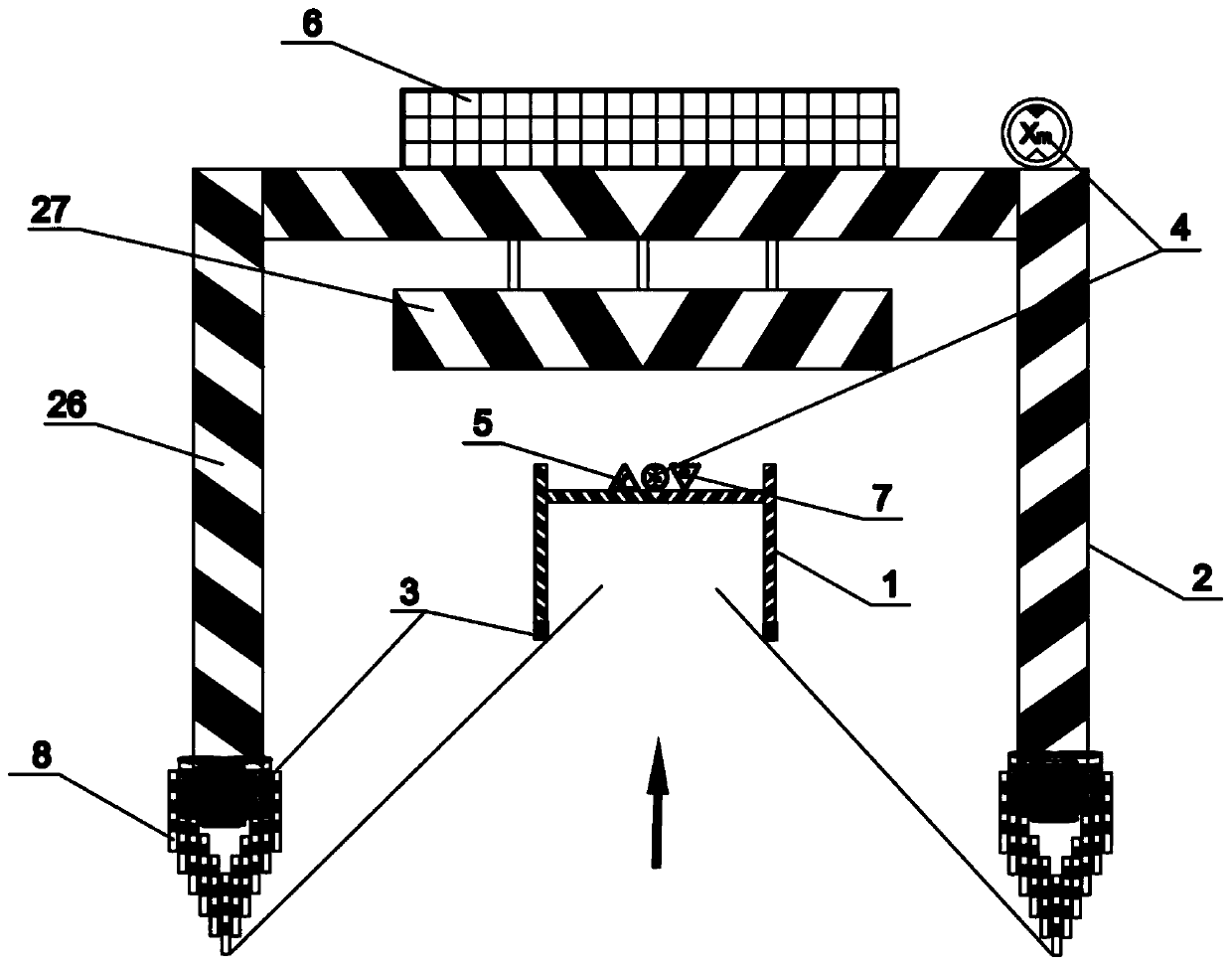 River-spanning bridge entrance ramp height limitation frame